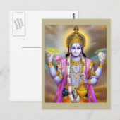 Lord Vishnu Floral Fine Art Postkarte (Vorne/Hinten)