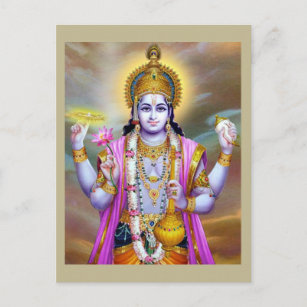 Lord Vishnu Floral Fine Art Postkarte