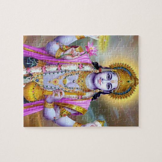 Lord Vishnu Floral Fine Art Puzzle (Horizontal)
