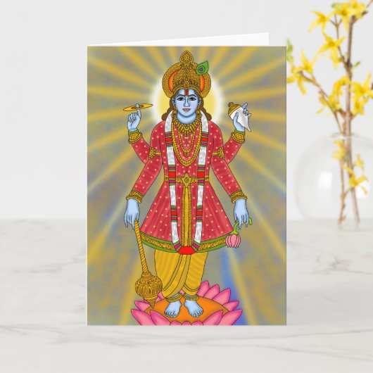 Lord Vishnu Greeting Card Karte (Gelbe Blume)