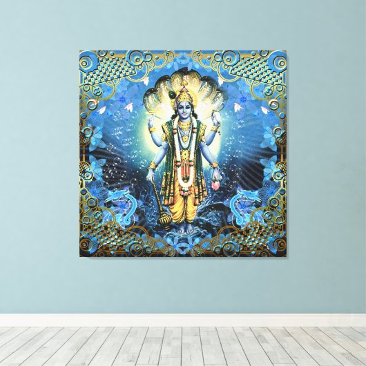 Lord Vishnu - Wrapped Canvas Leinwanddruck (Insitu (Holzboden))