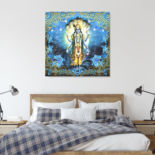 Lord Vishnu - Wrapped Canvas Leinwanddruck (Insitu (Schlafzimmer))