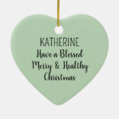 Lord Who Heals Light Green Simple Christian Keramik Ornament (Hinten)