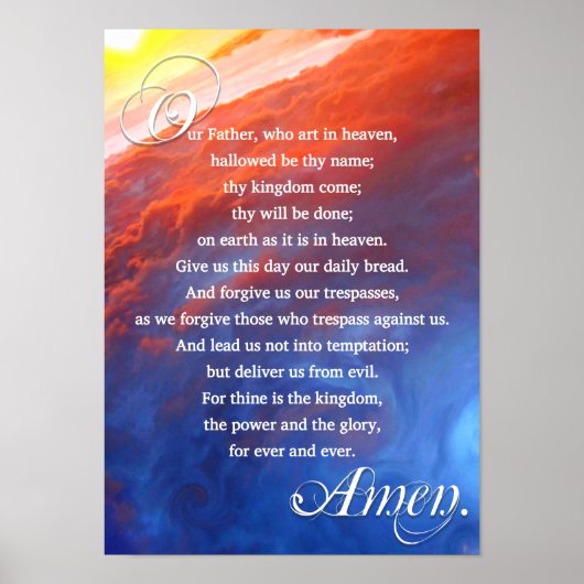 Lords Gebet Christlich Inspirational Spirituell Poster (Vorne)