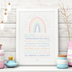 Lord's Gebet für Kinder mit Regenbogen Poster