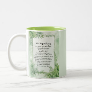 Lord's Gebet Watercolor Botanisches Poster Print Zweifarbige Tasse