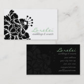 Lorelei schwarze Damast-Blumechic-Geschäfts-Karte Visitenkarte (Vorne/Hinten)