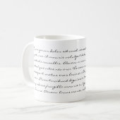 Lorem Ipsum Schreiben - schwarzer Text Kaffeetasse (Vorderseite Links)