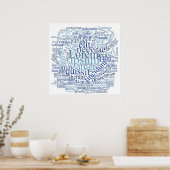 Lorem Ipsum Word Cloud - Blue Version Poster (Küche)