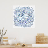 Lorem Ipsum Word Cloud - Blue Version Poster (Küche)