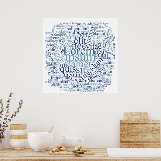 Lorem Ipsum Word Cloud - Blue Version Poster (Küche)