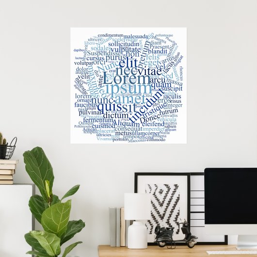 Lorem Ipsum Word Cloud - Blue Version Poster (Heimbüro)