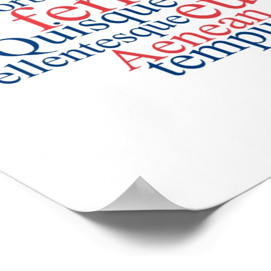 Lorem Ipsum Word Cloud - Red-Blue Version Poster (Ecke)