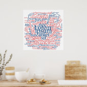 Lorem Ipsum Word Cloud - Red-Blue Version Poster (Küche)