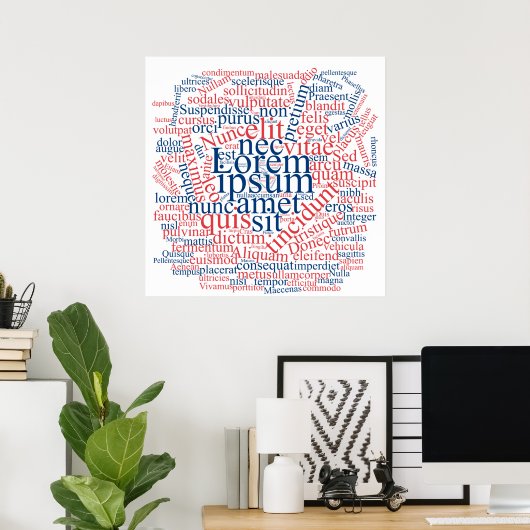 Lorem Ipsum Word Cloud - Red-Blue Version Poster (Heimbüro)