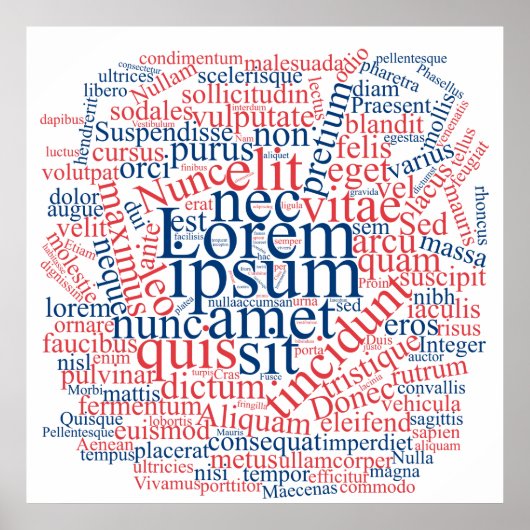 Lorem Ipsum Word Cloud - Red-Blue Version Poster (Vorne)