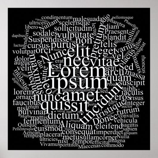 Lorem Ipsum Word Cloud - White Version Poster (Vorne)