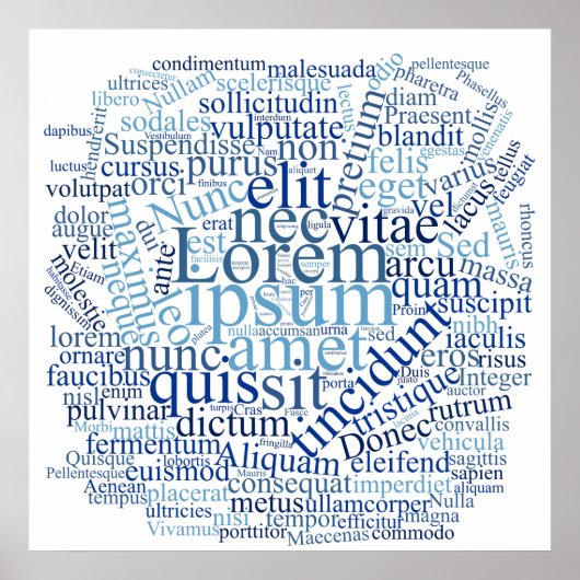 Lorem Ipsum Wortwolke - Blaue Version Poster (Vorne)