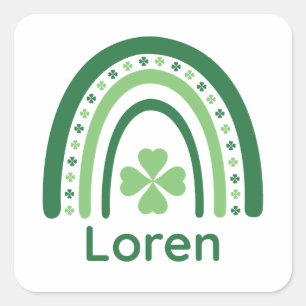Loren Name Clover Boho Regenbogen Quadratischer Aufkleber