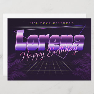 Lorena Name Vorname lila retro Karte Geburtstag