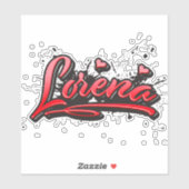 Lorena red Heart Graffiti Aufkleber Sticker (Blatt)