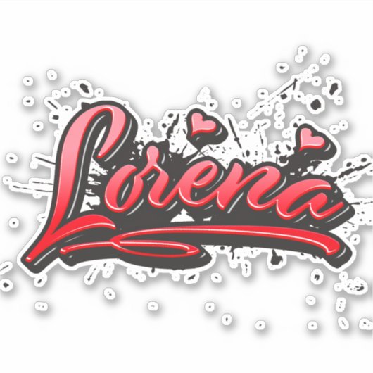 Lorena red Heart Graffiti Aufkleber Sticker (Vorderseite)