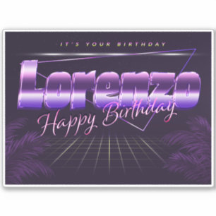 Lorenzo Name Vorname lila retro Sticker Geburtstag