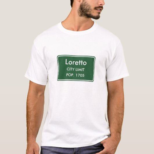 Loretto Tennessee Stadt-Grenze-Zeichen T-Shirt (Vorderseite)