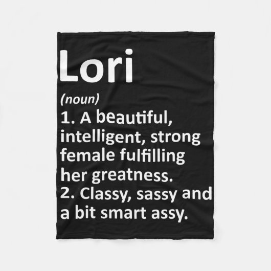 Lori Definition Personalisierter Name Lustiges Wei Fleecedecke (Vorderseite)