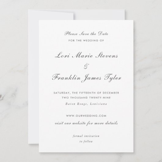 Lori Formal Elegant Wedding Save The Date (Vorderseite)
