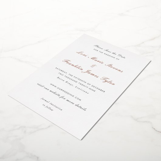 Lori Formal Elegant Wedding Save the Date Folieneinladung (Gedreht)