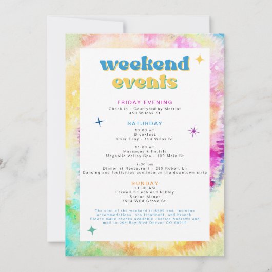 LORI Gefärbte Krawatte Dazed Verlobt 70er Retro Ba Einladung (Rückseite)