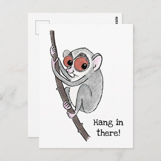 Loris 'hang in there' Postkarte (Vorne/Hinten)