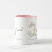 Lorna-Buchstabe L Namensbedeutungsmonogramm-Tasse Tasse (Zentrum)