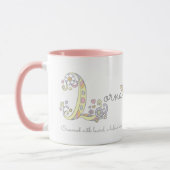 Lorna-Buchstabe L Namensbedeutungsmonogramm-Tasse Tasse (Links)