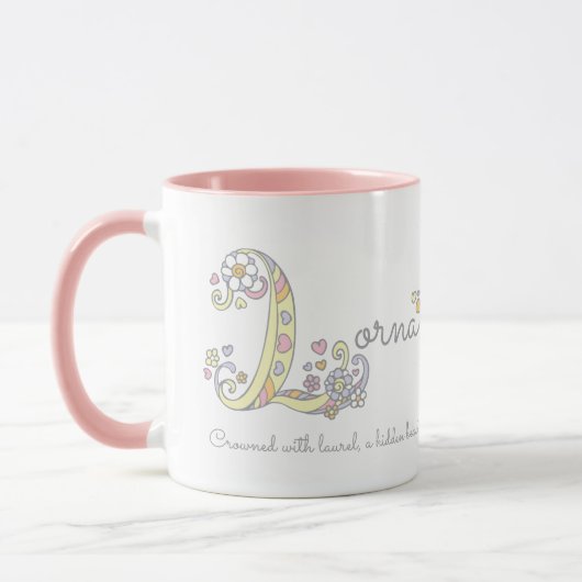 Lorna-Buchstabe L Namensbedeutungsmonogramm-Tasse Tasse (Links)
