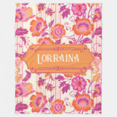 Lorraina Wild Blooms Lila und Orange Floral Fleecedecke (Vorderseite)