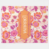 Lorraina Wild Blooms Lila und Orange Floral Fleecedecke (Vorderseite (Horizontal))