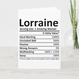 Lorraine Ernährung Personalisierter Name Lustiger Karte