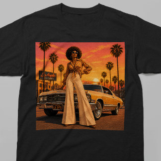 Los Angeles 70er Retro Schwarze Frau LA T-Shirt