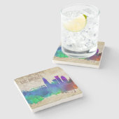 Los Angeles, Aquarell-Stadt-Skyline CAs | Steinuntersetzer (Seitenansicht)