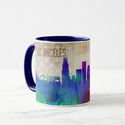 Los Angeles, Aquarell-Stadt-Skyline CAs | Tasse (Vorderseite Links)