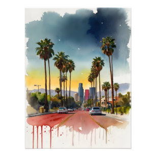 Los Angeles Aquarellkunst Fotodruck