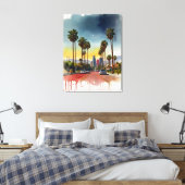 Los Angeles Aquarellkunst Leinwanddruck (Insitu (Schlafzimmer))