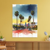 Los Angeles Aquarellkunst Leinwanddruck (Insitu (Wohnzimmer))