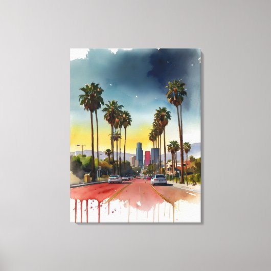 Los Angeles Aquarellkunst Leinwanddruck (Vorderseite)