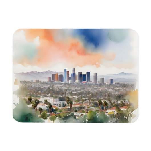 Los Angeles Aquarellkunst Magnet (Horizontal)