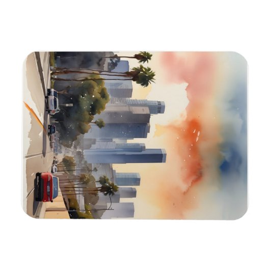 Los Angeles Aquarellkunst Magnet (Horizontal)