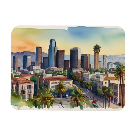 Los Angeles Aquarellkunst Magnet (Horizontal)