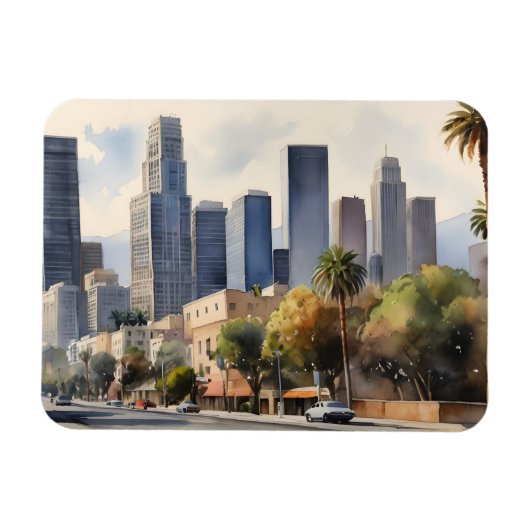 Los Angeles Aquarellkunst Magnet (Horizontal)
